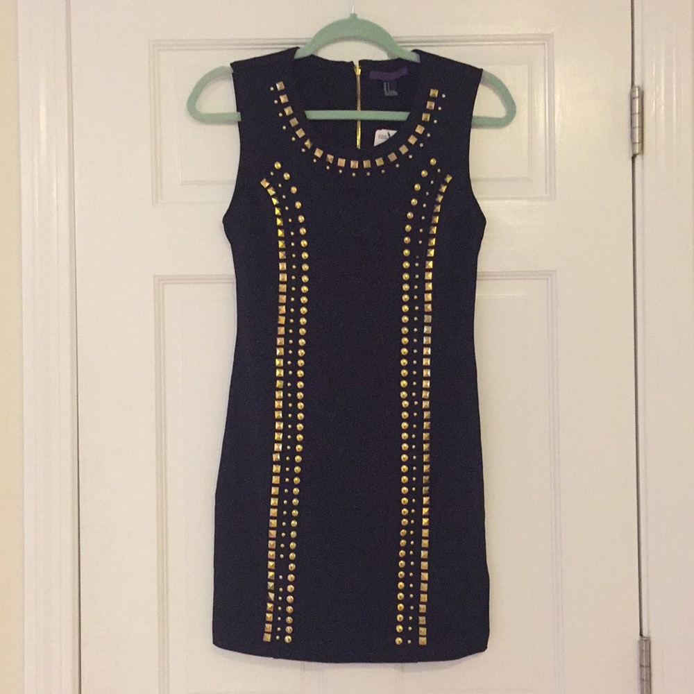 💄NWT Forever 21 Black Gold Studded Dress Size S